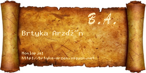 Brtyka Arzén névjegykártya
